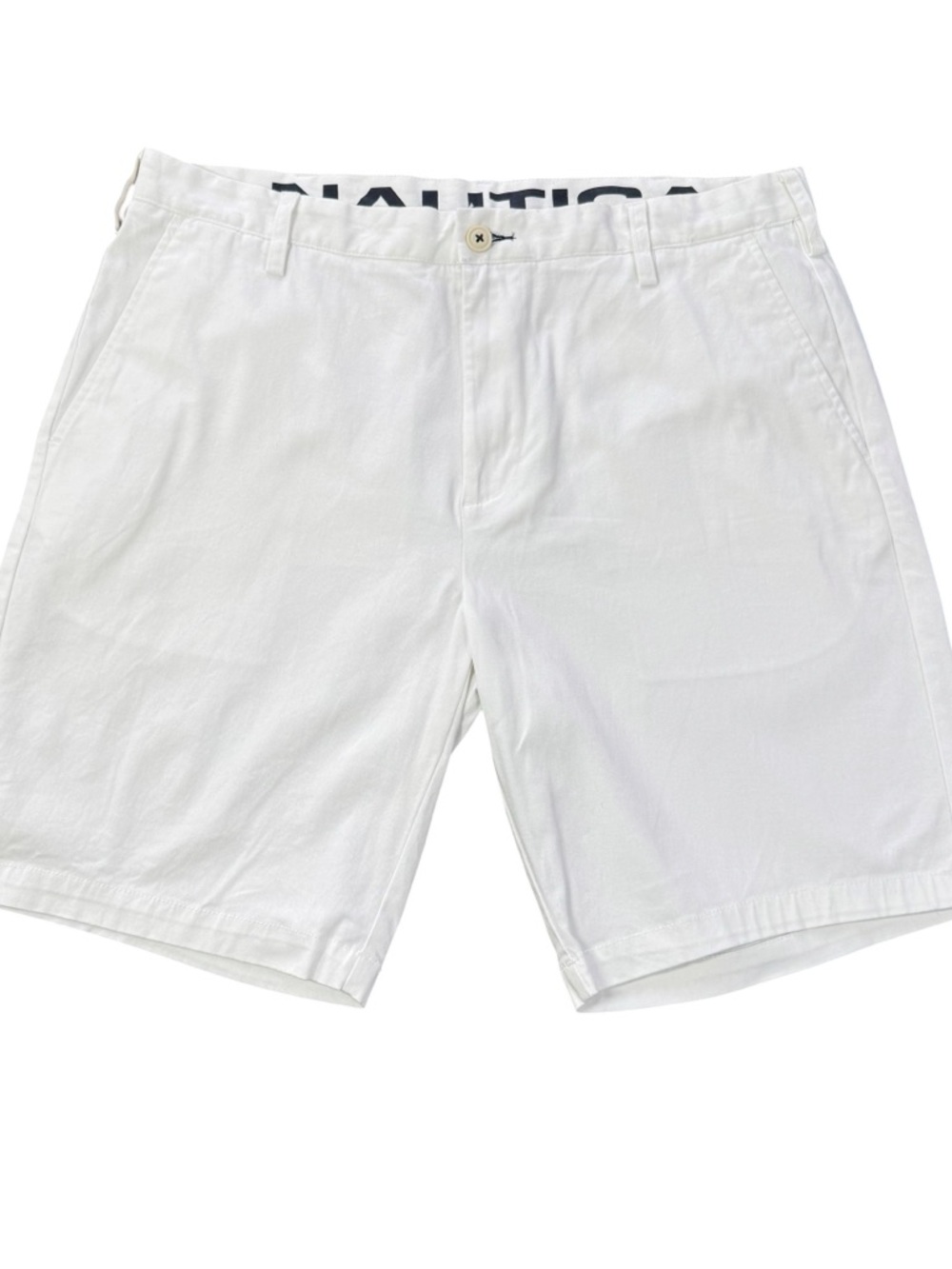 Nautica Men's White Flat Front Cotton Shorts